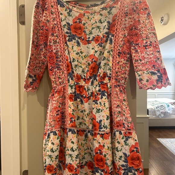 LoveShackFancy Red and Green Fit and Flare Dress - Picture 1 of 6